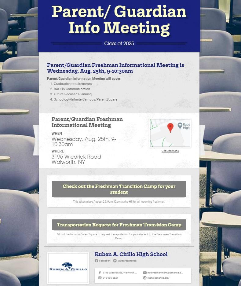 Parent/Guardian Freshman Informational Meeting